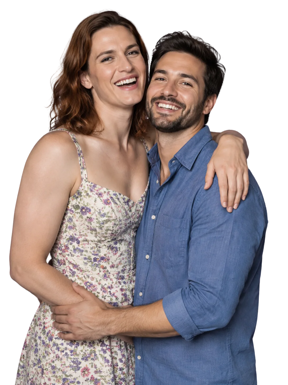Happy transgender couple embracing - trans dating